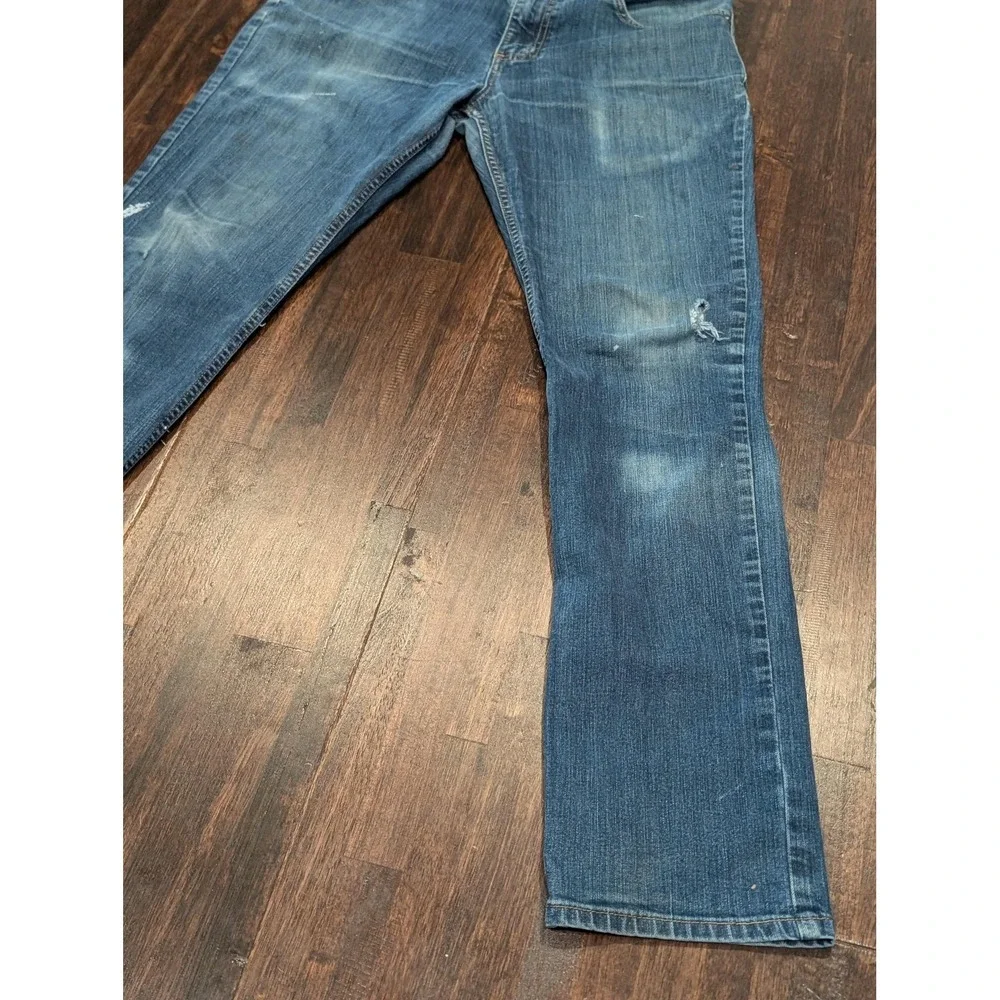Carhartt Jeans Mens 34x34 Blue Rugged Flex Straight Leg Stretch Denim Paint - Picture 2 of 16
